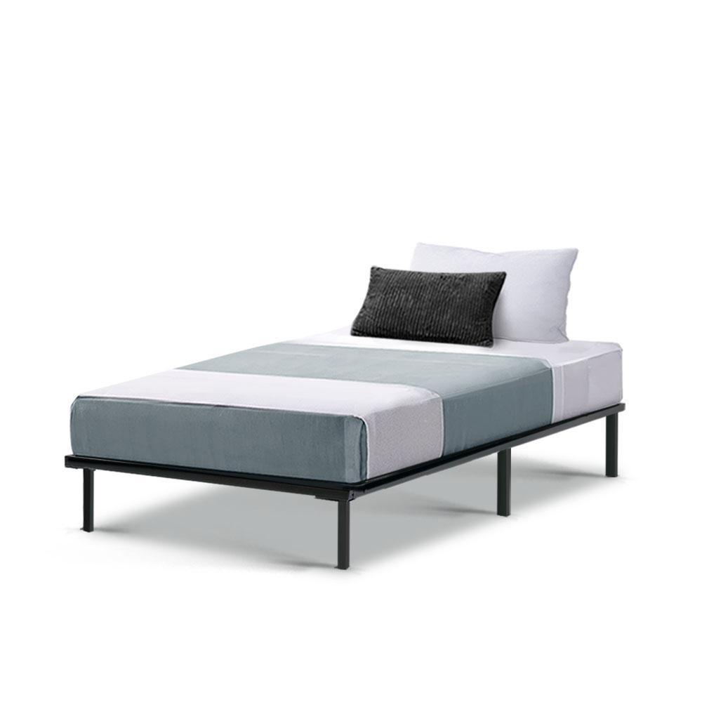 Single Package | Ted Metal Bed Black & Glay Bonnell Spring Mattress (Medium Firm) - Furniture > Bedroom - Rivercity House & Home Co. (ABN 18 642 972 209) - Affordable Modern Furniture Australia