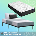 Single Package | Ted Metal Bed Black & Glay Bonnell Spring Mattress (Medium Firm)