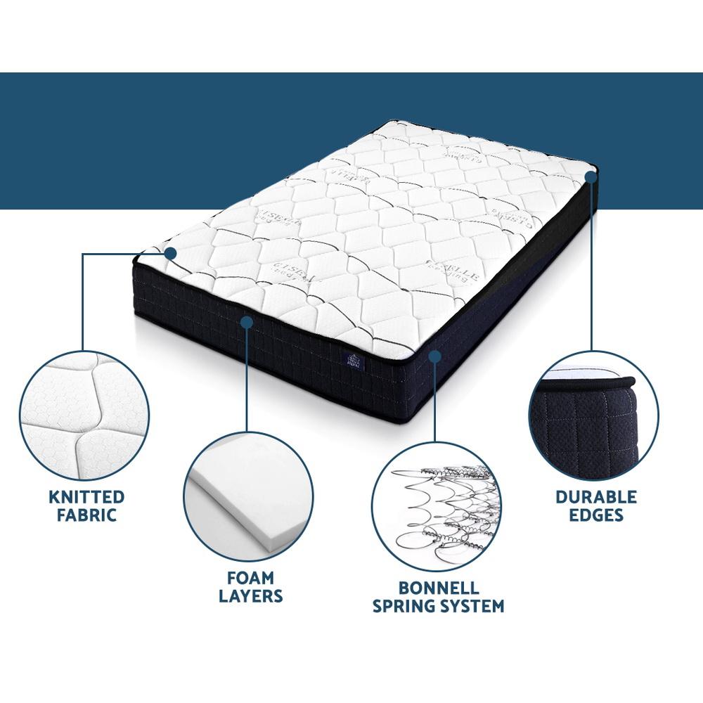 Single Package | Ted Metal Bed Black & Glay Bonnell Spring Mattress (Medium Firm) - Furniture > Bedroom - Rivercity House & Home Co. (ABN 18 642 972 209) - Affordable Modern Furniture Australia