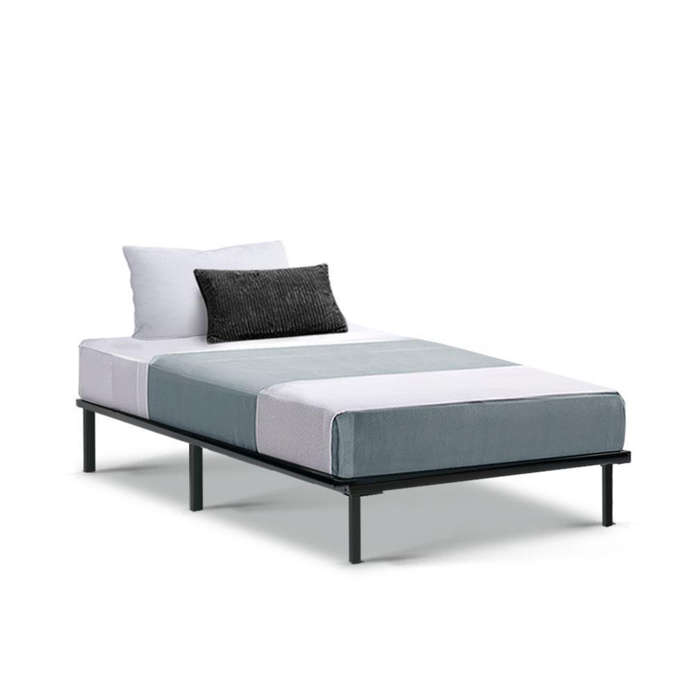 Single Package | Ted Metal Bed Black & Glay Bonnell Spring Mattress (Medium Firm) - Furniture > Bedroom - Rivercity House & Home Co. (ABN 18 642 972 209) - Affordable Modern Furniture Australia