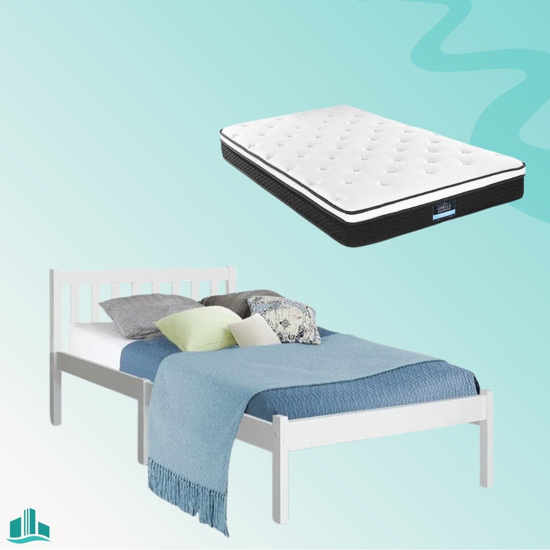 Single Package | Whitehaven Wooden Bed & Bonita Pillow Top Mattress (Medium Firm) - Furniture > Bedroom - Rivercity House & Home Co. (ABN 18 642 972 209) - Affordable Modern Furniture Australia