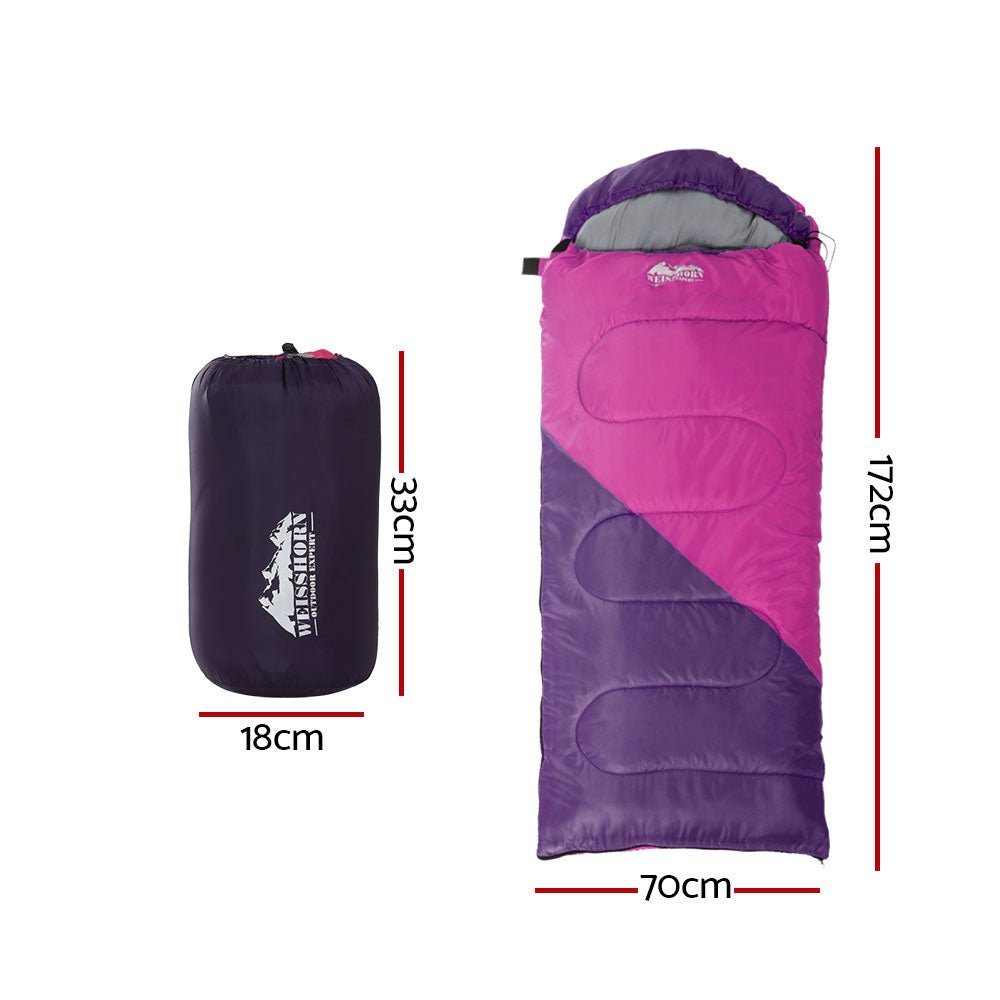 Sleeping Bag Bags Kid 172cm Camping Hiking Thermal Pink - Outdoor > Camping - Rivercity House & Home Co. (ABN 18 642 972 209) - Affordable Modern Furniture Australia