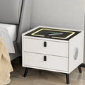 Smart Bedside Table 2 Drawers with Wireless Charging Ports LED Lights