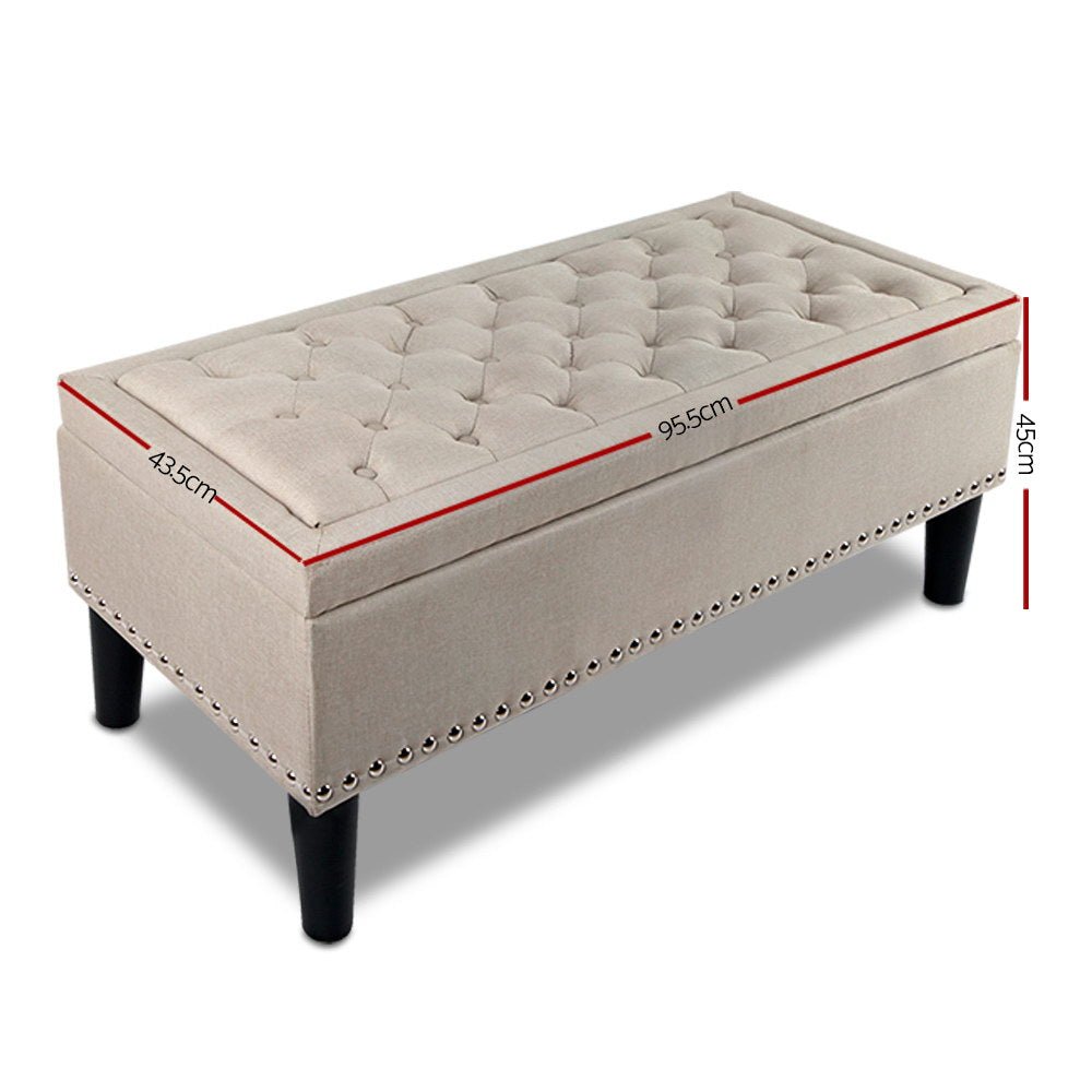 Tufted Seat Storage Ottoman Blanket Box Taupe - Mid-Season Super Sale - Rivercity House & Home Co. (ABN 18 642 972 209) - Affordable Modern Furniture Australia