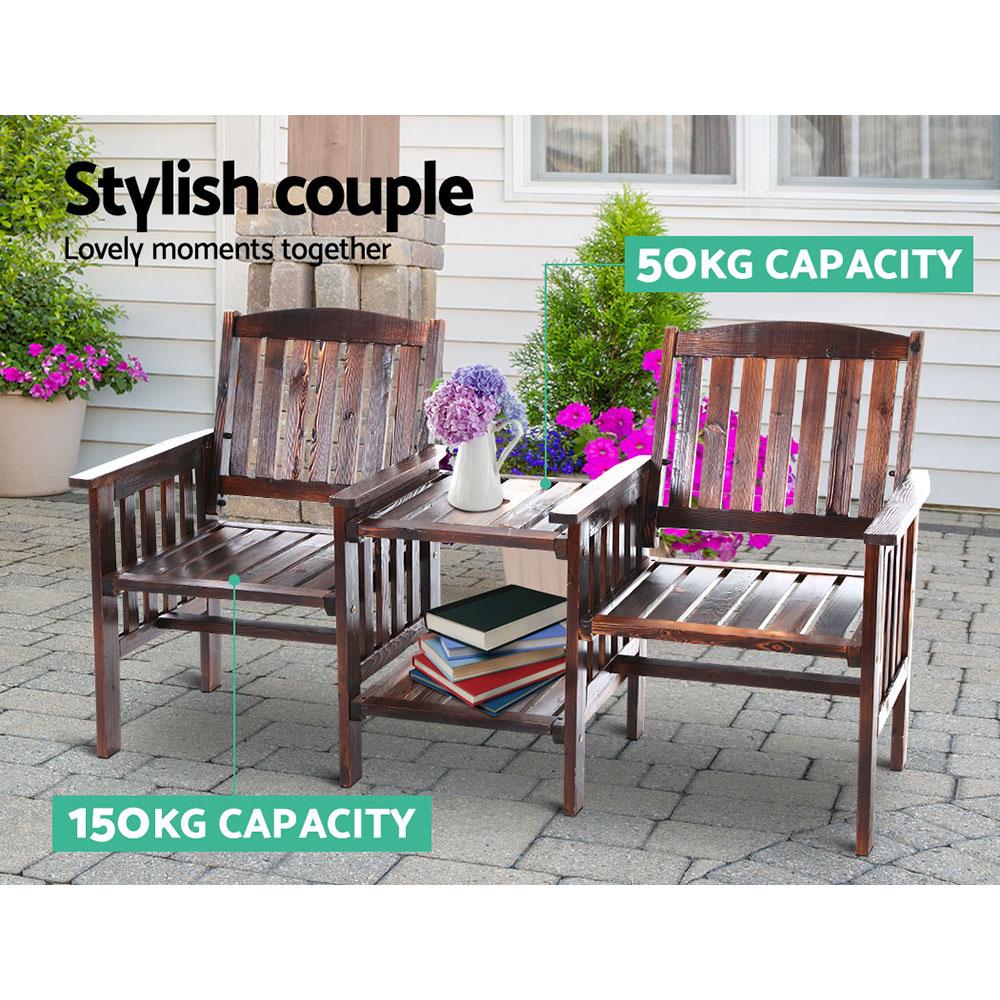 Wooden Love Seat Bench - Furniture - Rivercity House & Home Co. (ABN 18 642 972 209) - Affordable Modern Furniture Australia